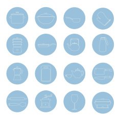 Kitchen tools and utencils icons outlined thin line style