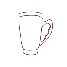 Brown Tall Steel Take-Out Lineart Coffee Mug isolated on White