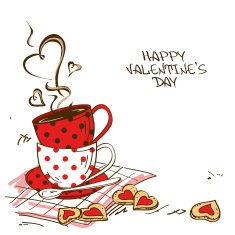 Valentine's greeting card with pair of teacups