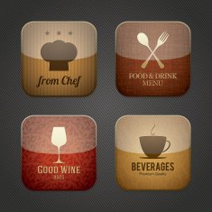 Food and drink application icons restaurant theme