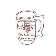 Handmade Coffee Mug Lineart Outline with Stripes and sunflower Decoration