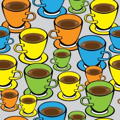seamless pattern colored cup of coffee