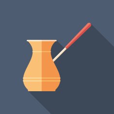 Turkish coffee flat square icon with long shadows