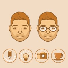 Vector graphic designer portrait and avatar in trendy linear style