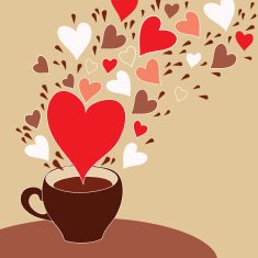 Wake up coffee cup with love hearts