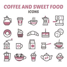 Icons Coffee and Sweet food N2