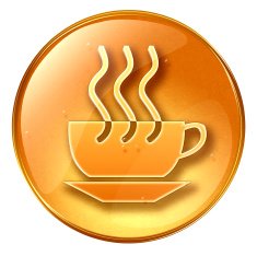 coffee cup icon yellow isolated on white background
