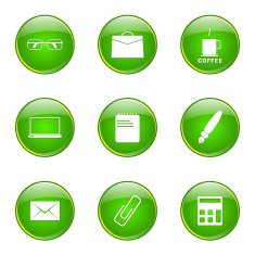 Office Work Green Vector Button Icon Design Set N13