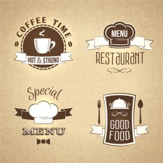 Restaurant menu emblems set textured