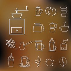 outline coffee icons