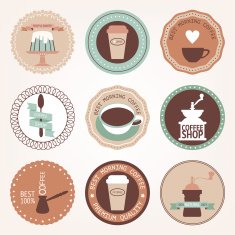 Vintage collection of vector coffee circles N2