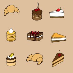 Hand drawn vector illustration set sweet cakes N2