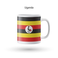 Uganda flag souvenir mug on white background