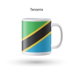 Tanzania flag souvenir mug on white background