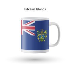 Pitcairn Islands flag souvenir mug on white background