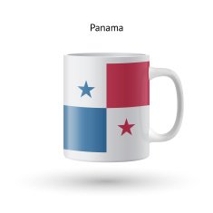 Panama flag souvenir mug on white background