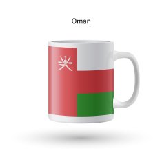 Oman flag souvenir mug on white background