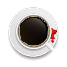 White coffee cup with hearts Vector illustration