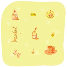 Breakfast vector objects on green