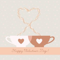 Valentine card with two cups of coffee
