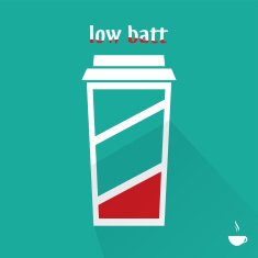 Low battery coffee cup flat design vector