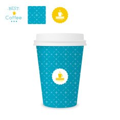 Closed paper cup for coffee with texture N21