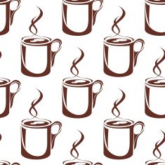 Brown hot coffee cups seamless pattern