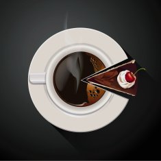Vector of Pie chart Coffee cup and Cake slices N2