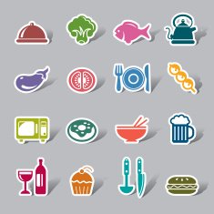 Food and Drinks Color Icon Label N2