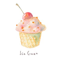 Watercolor hand drawn ice cream Eps10