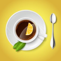 Realistic white cup with black tea