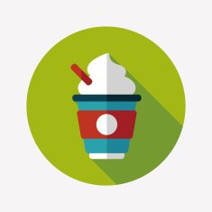 hot milk cream coffee flat icon with long shadow eps10 N9