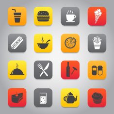Flat and stylish design icon set