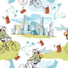 Modern city seamless pattern