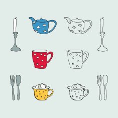 Tea and Coffee doodles set