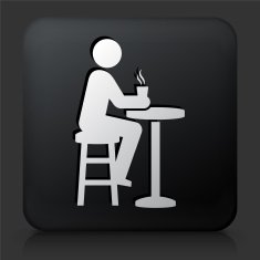 Black Square Button with Drinking Icon