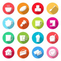 Coffee Circle Color Icons Vector
