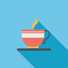 coffee flat icon with long shadow N23
