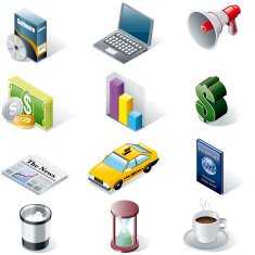 Isometric icons office and bussines