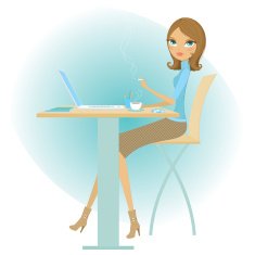 Coffee Cigarette and Laptop girl