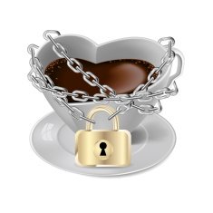 Locking heart-shaped coffee cup