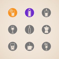 set of vector icons with beverages