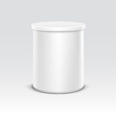 White tin box packaging container for tea or coffee isolated N2