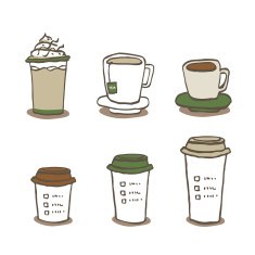 drinks coffee tea cold drink in sketch style