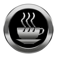 coffee cup icon silver isolated on white background