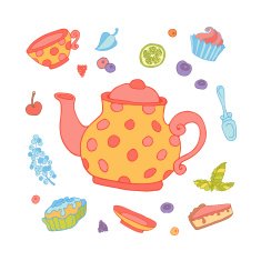 Set of party objects for tea time N2