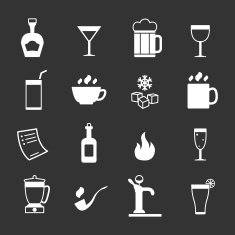 Set icons of bar drinks and beverages