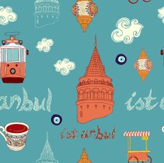 Istiklal district seamless pattern