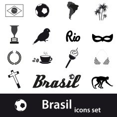 black brazil icons and symbols set eps10