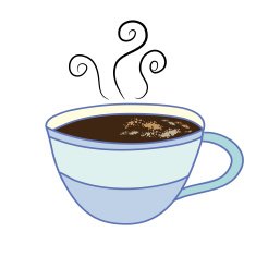 Pastel Blue Tea Cup with Hot Beverage and Swirling Steam